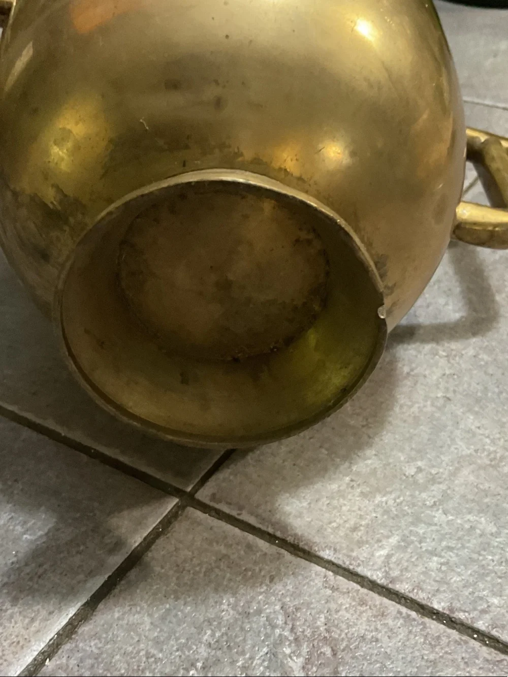 Vintage Brass Two-Handled Trophy Vase with Patina